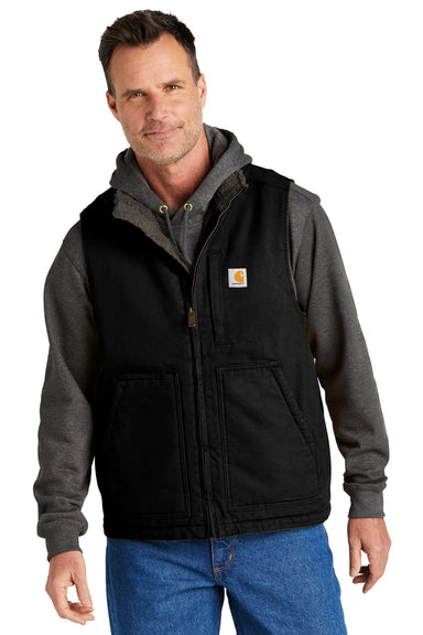 Carhartt CT104277 Mens Sherpa Lined Mock Neck Full Zip Vest Black Model Front