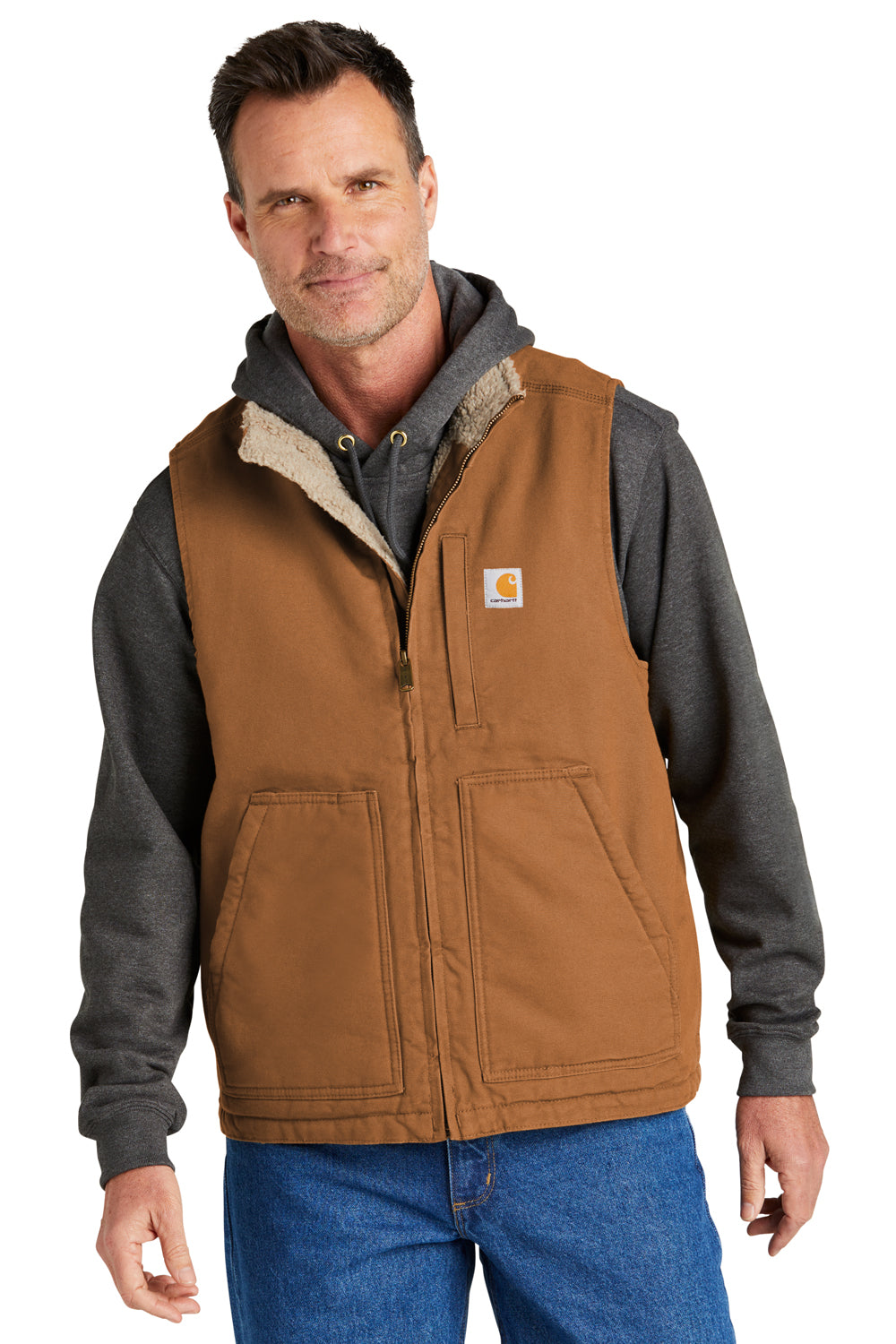 Carhartt CT104277 Mens Carhartt Brown Sherpa Lined Mock Neck Full