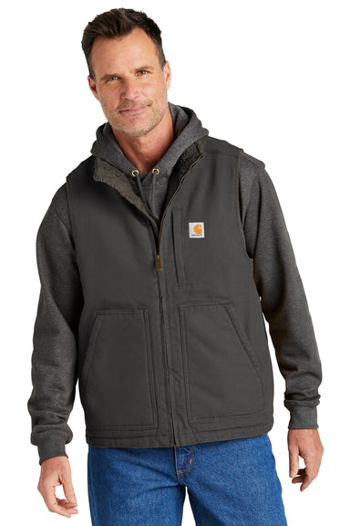 Carhartt CT104277 Mens Sherpa Lined Mock Neck Full Zip Vest Gravel Grey Model Front