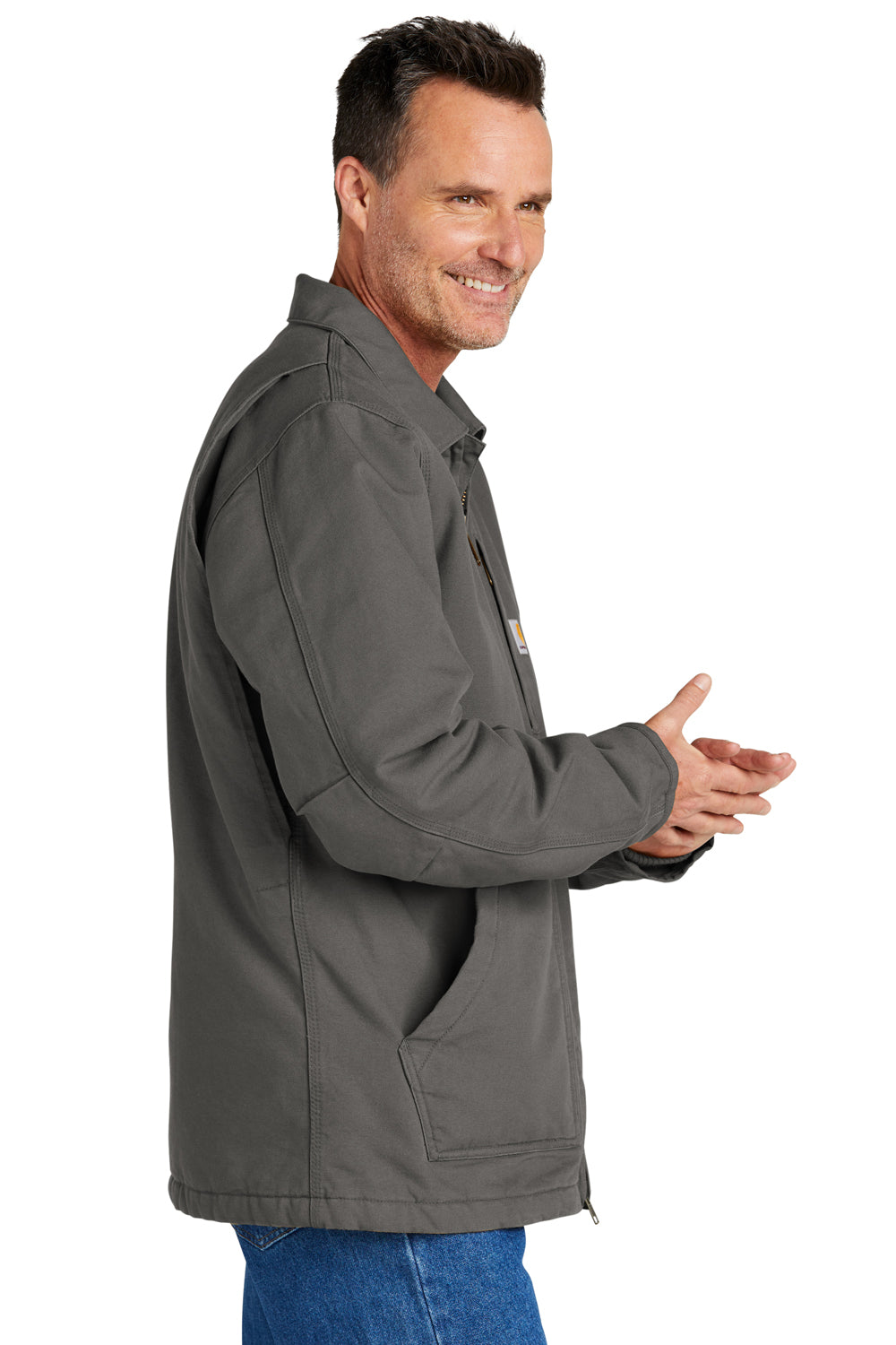Carhartt CT104293/CTT104293 Mens Sherpa Lined Full Zip Jacket Gravel Grey Model Side