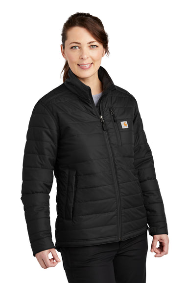 Carhartt CT104314 Womens Gilliam Wind & Water Resistant Full Zip Jacket Black Model Front