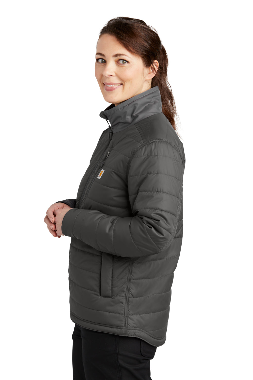 Carhartt CT104314 Womens Gilliam Wind & Water Resistant Full Zip Jacket Shadow Grey Model Side