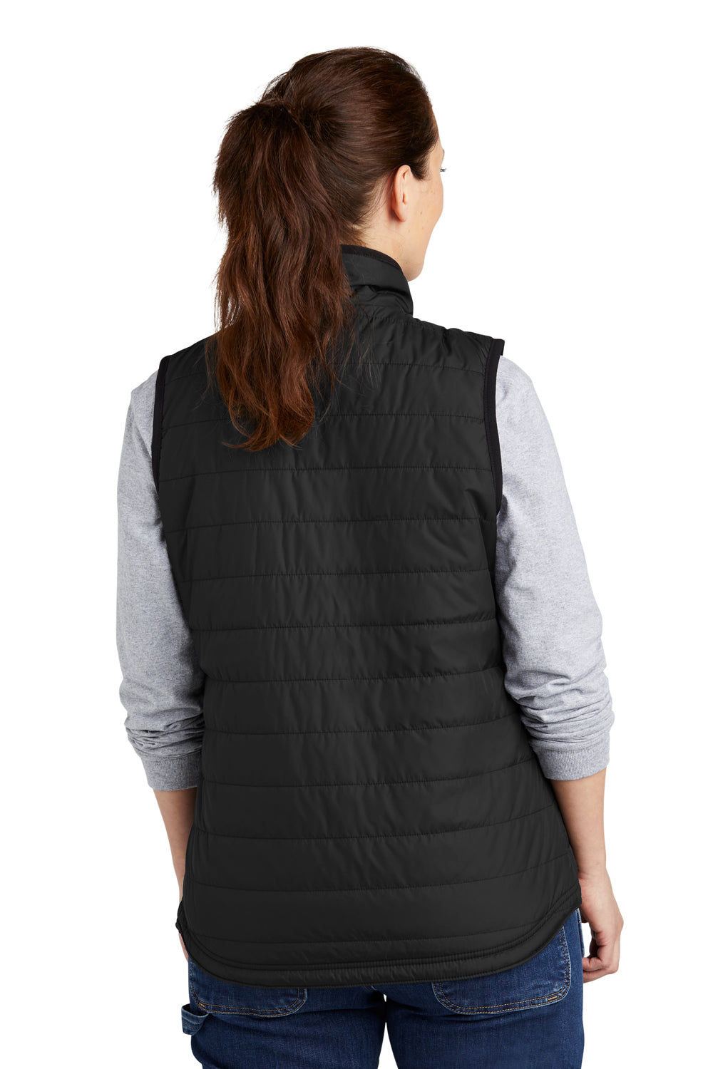 Carhartt CT104315 Womens Gilliam Wind & Water Resistant Full Zip Vest Black Model Back