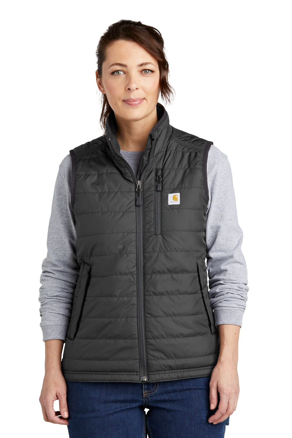 Carhartt CT104315 Womens Gilliam Wind & Water Resistant Full Zip Vest Shadow Grey Model Front
