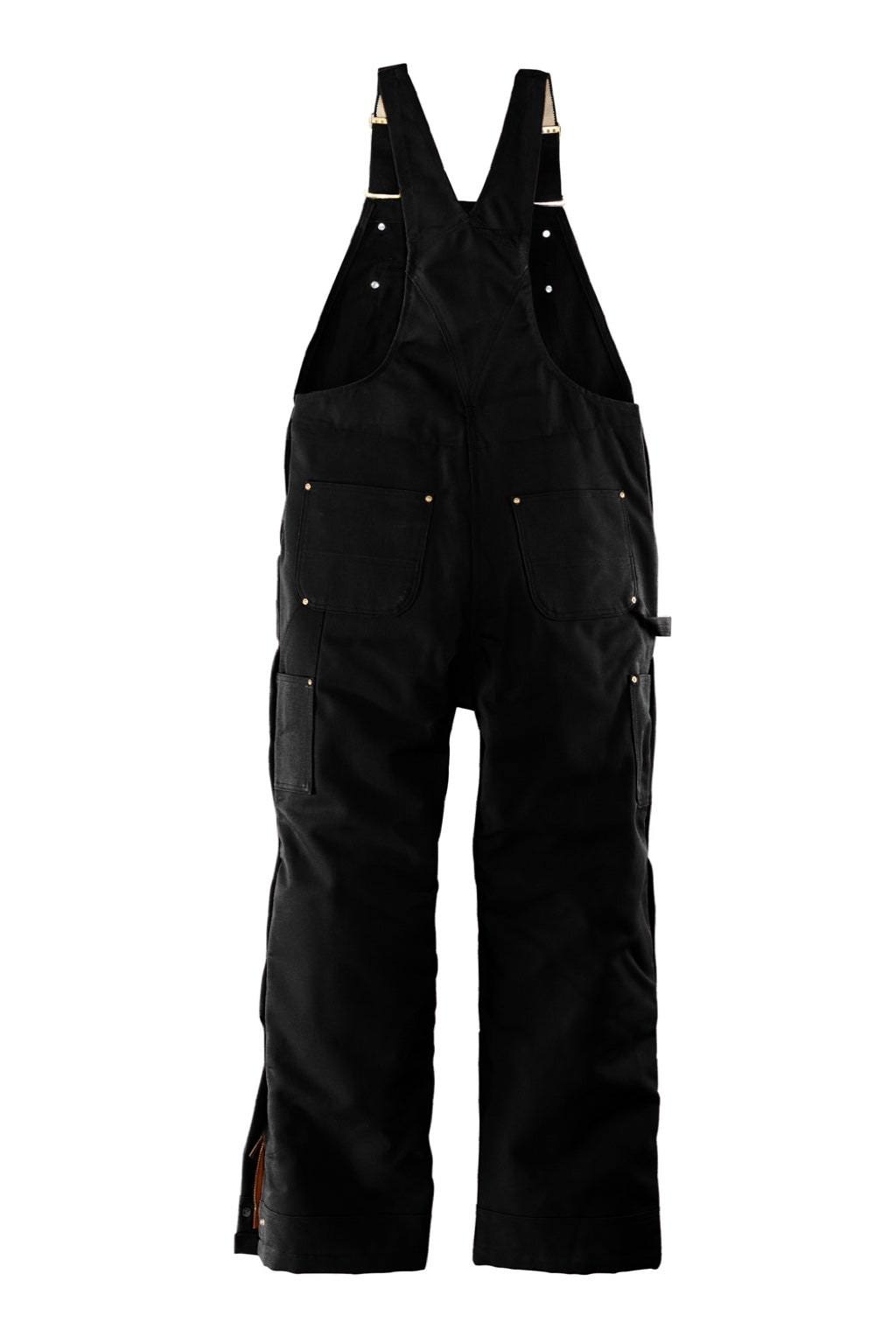 Carhartt CT104393/CTS104393/CTT104393/CT106672/CTS106672/CTT106672 Mens Firm Duck Insulated Bib Overalls w/ Pockets Black Flat Back