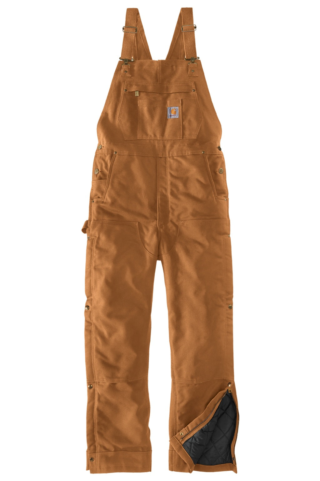 Carhartt CT104393/CTS104393/CTT104393/CT106672/CTS106672/CTT106672 Mens Firm Duck Insulated Bib Overalls w/ Pockets Carhartt Brown Flat Front