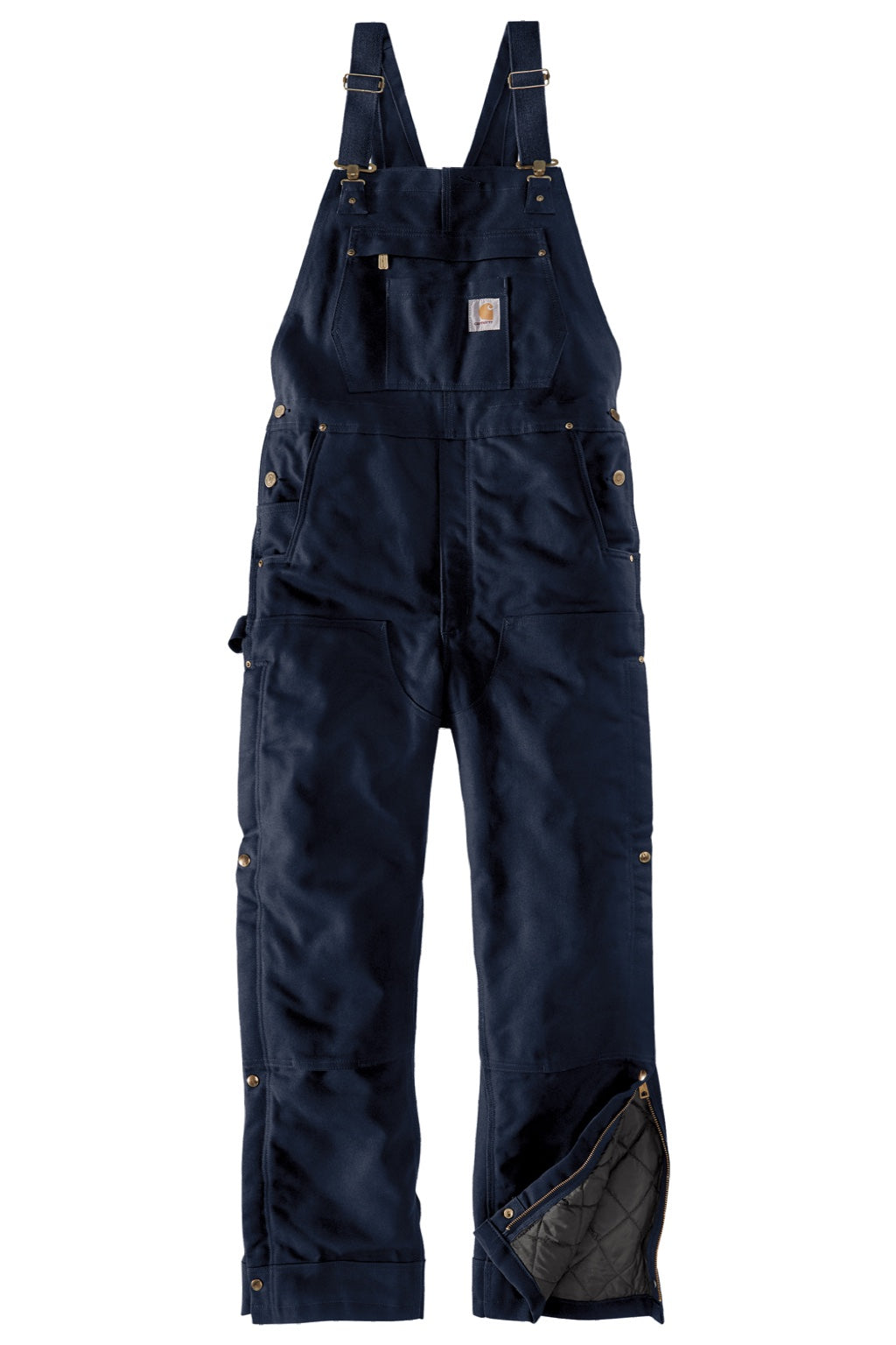 Carhartt CT104393/CTS104393/CTT104393/CT106672/CTS106672/CTT106672 Mens Firm Duck Insulated Bib Overalls w/ Pockets Dark Navy Blue Flat Front