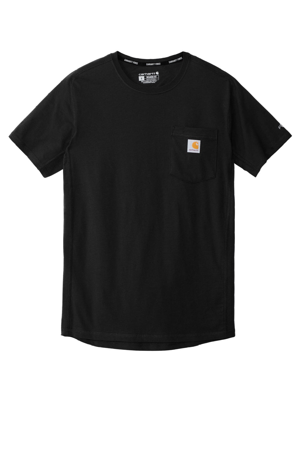 Carhartt CT104616/CT106652 Mens Force Moisture Wicking Short Sleeve Crewneck T-Shirt w/ Pocket Black Flat Front