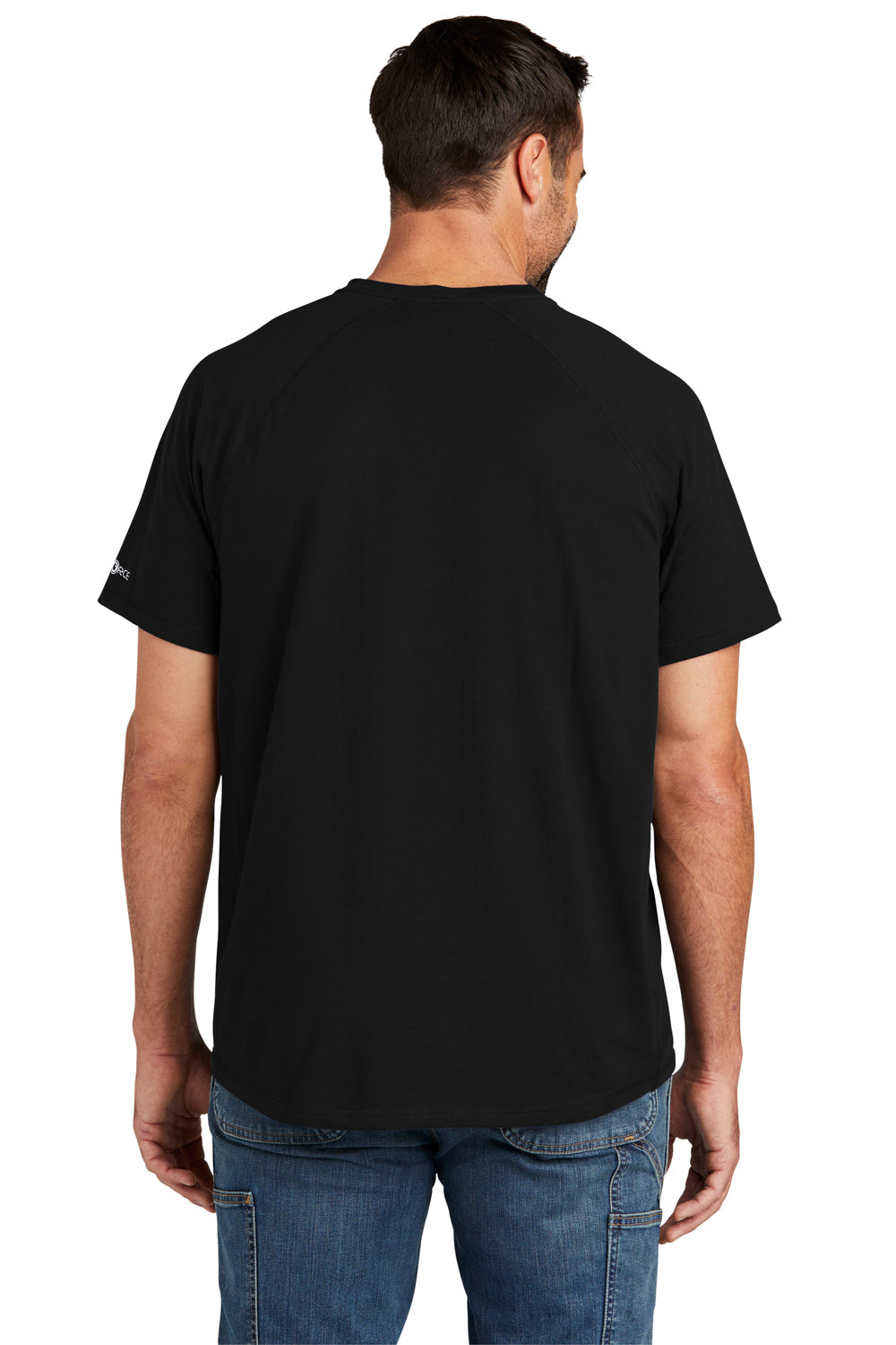 Carhartt CT104616 Mens Force Moisture Wicking Short Sleeve Crewneck T-Shirt w/ Pocket Black Model Back