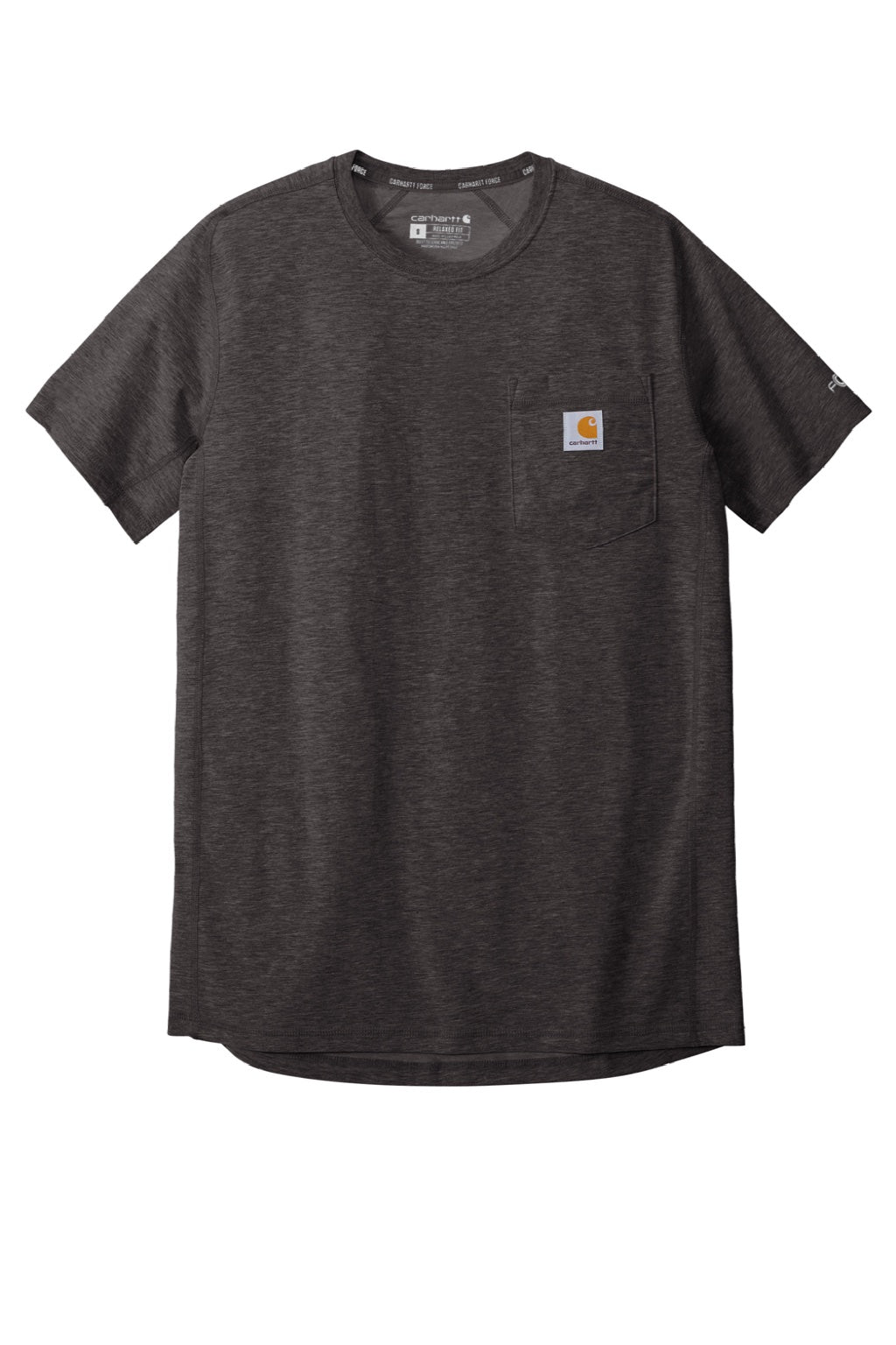 Carhartt CT104616/CT106652 Mens Force Moisture Wicking Short Sleeve Crewneck T-Shirt w/ Pocket Heather Carbon Grey Flat Front