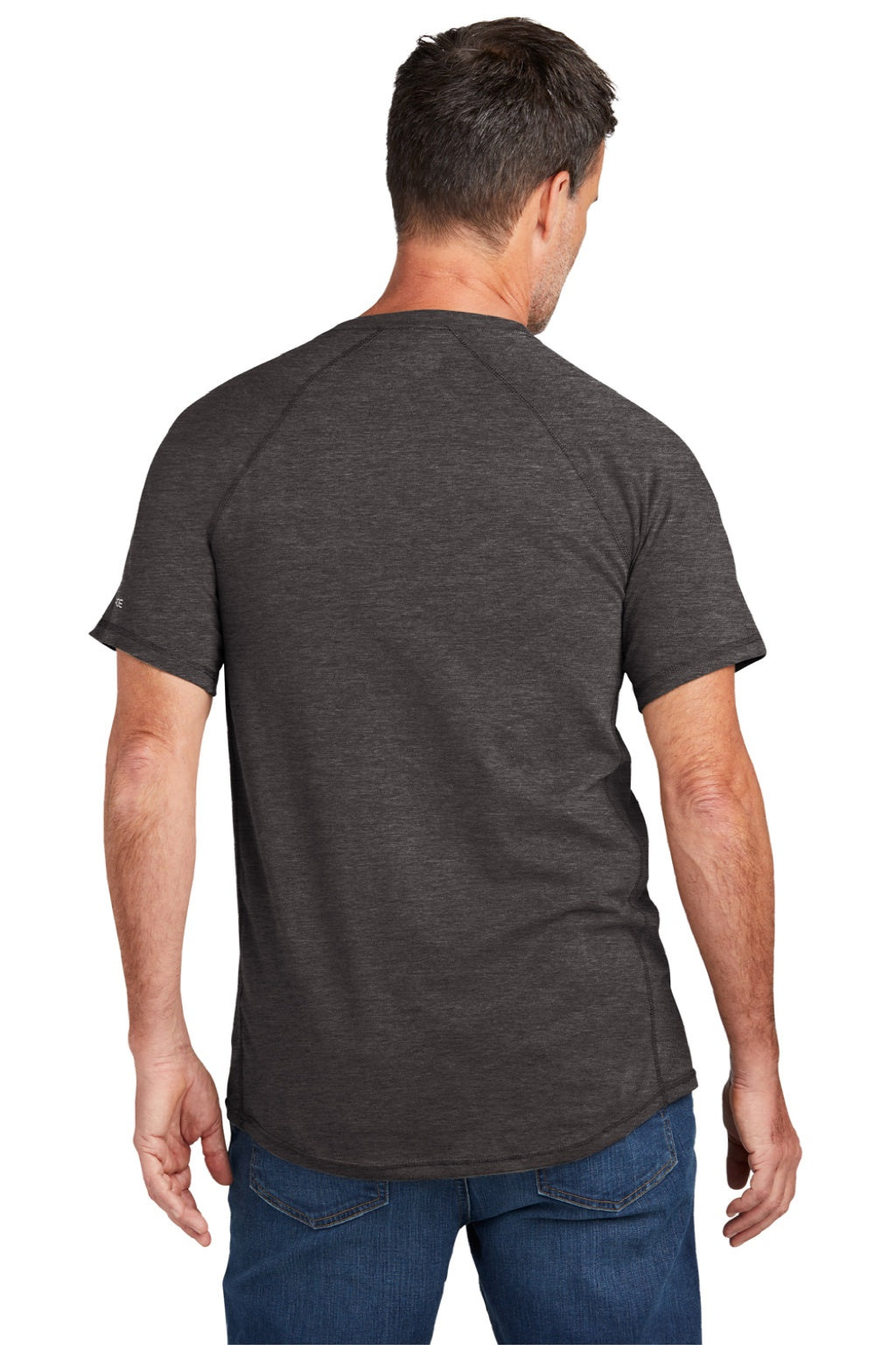 Carhartt CT104616/CT106652 Mens Force Moisture Wicking Short Sleeve Crewneck T-Shirt w/ Pocket Heather Carbon Grey Model Back
