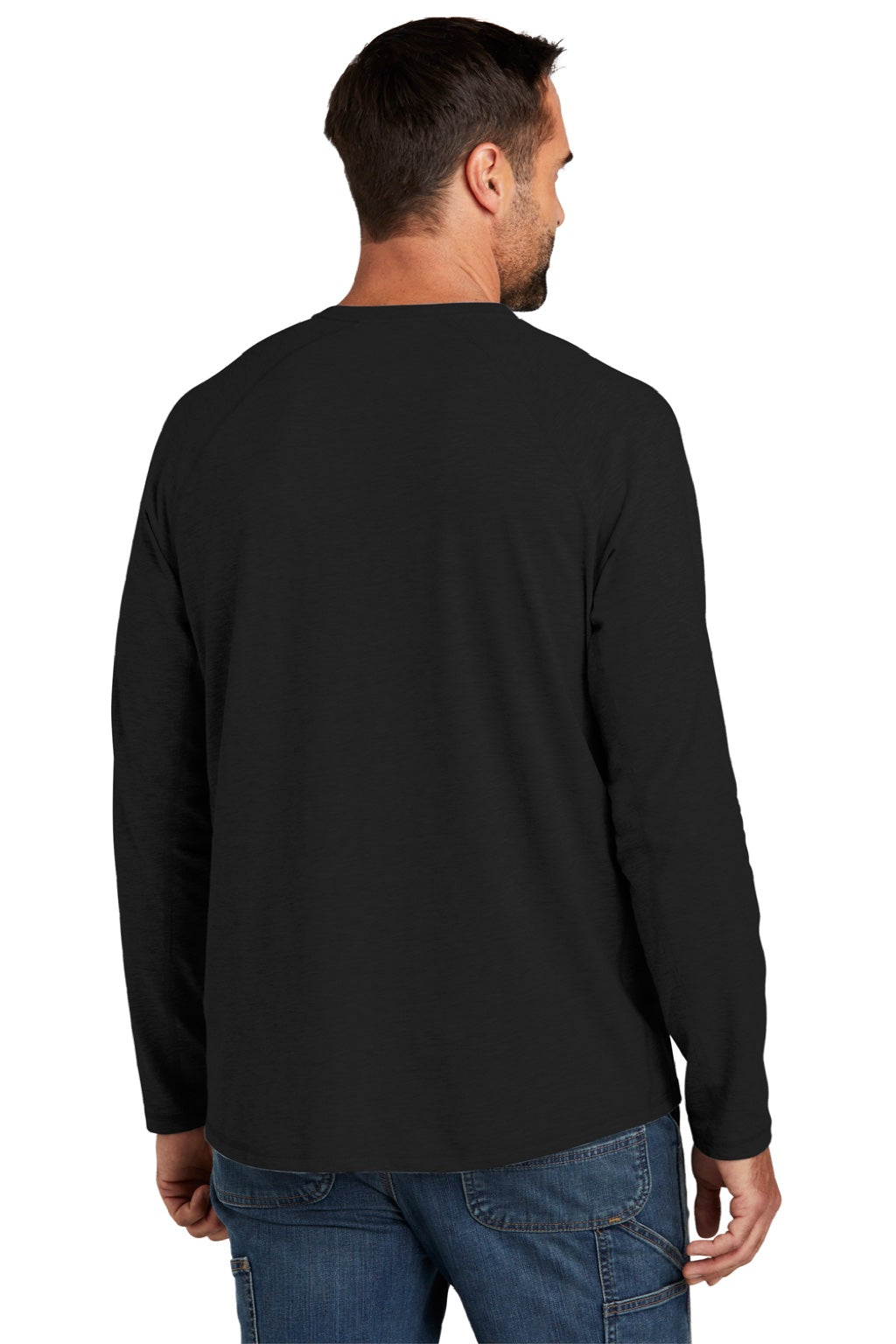 Carhartt CT104617/CT106656 Mens Force Moisture Wicking Long Sleeve Crewneck T-Shirt w/ Pocket Black Model Back