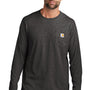 Carhartt Mens Force Moisture Wicking Long Sleeve Crewneck T-Shirt w/ Pocket - Heather Carbon Grey