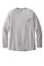 Carhartt CT104617/CT106656 Mens Force Moisture Wicking Long Sleeve Crewneck T-Shirt w/ Pocket Heather Grey Flat Front