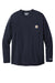 Carhartt CT104617 Mens Force Moisture Wicking Long Sleeve Crewneck T-Shirt w/ Pocket Navy Blue Flat Front
