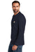 Carhartt CT104617/CT106656 Mens Force Moisture Wicking Long Sleeve Crewneck T-Shirt w/ Pocket Navy Blue Model Side