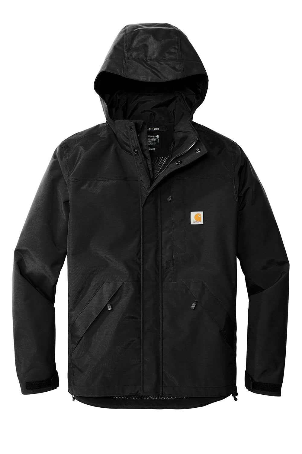 Carhartt CT104670 Mens Storm Defender Shoreline Waterproof Full Zip Hooded Jacket Black Flat Front