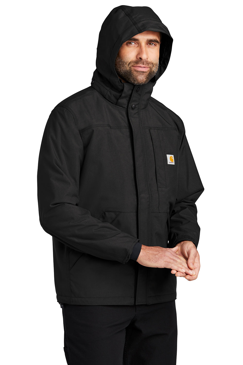 Carhartt CT104670 Mens Storm Defender Shoreline Waterproof Full Zip Hooded Jacket Black Model 3Q