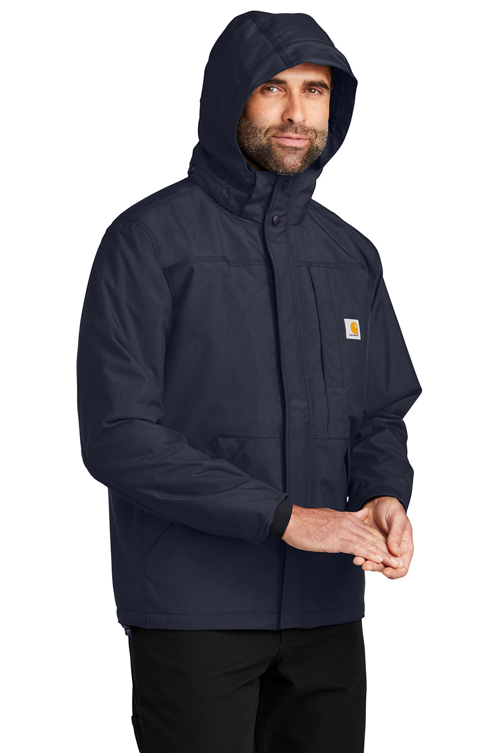Carhartt CT104670 Mens Storm Defender Shoreline Waterproof Full Zip Hooded Jacket Navy Blue Model 3Q