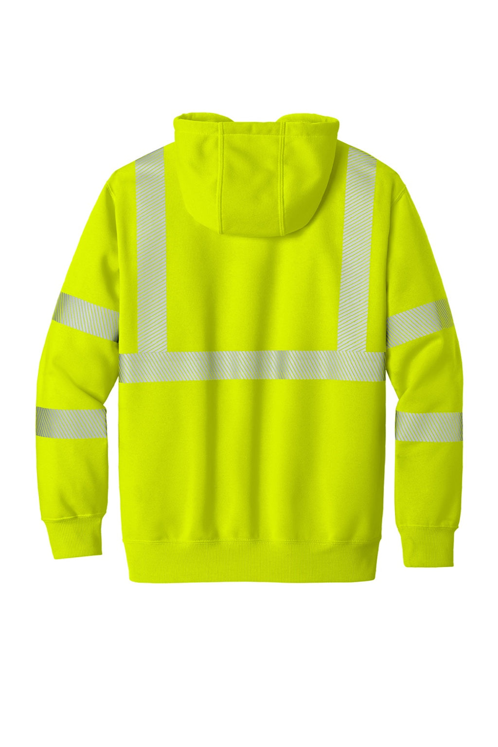 Carhartt CT104987 Mens ANSI 107 Class 3 Water Resistant Hooded Sweatshirt Hoodie w/ Pouch Pocket Bright Lime Green Flat Back