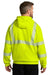 Carhartt CT104987 Mens ANSI 107 Class 3 Water Resistant Hooded Sweatshirt Hoodie w/ Pouch Pocket Bright Lime Green Model Back