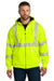 Carhartt CT104988 Mens ANSI 107 Class 3 Water Resistant Full Zip Hooded Sweatshirt Hoodie w/ Pockets Bright Lime Green Model Front