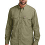 Carhartt Mens Force Moisture Wicking Long Sleeve Button Down Shirt w/ Double Pockets - Burnt Olive Green