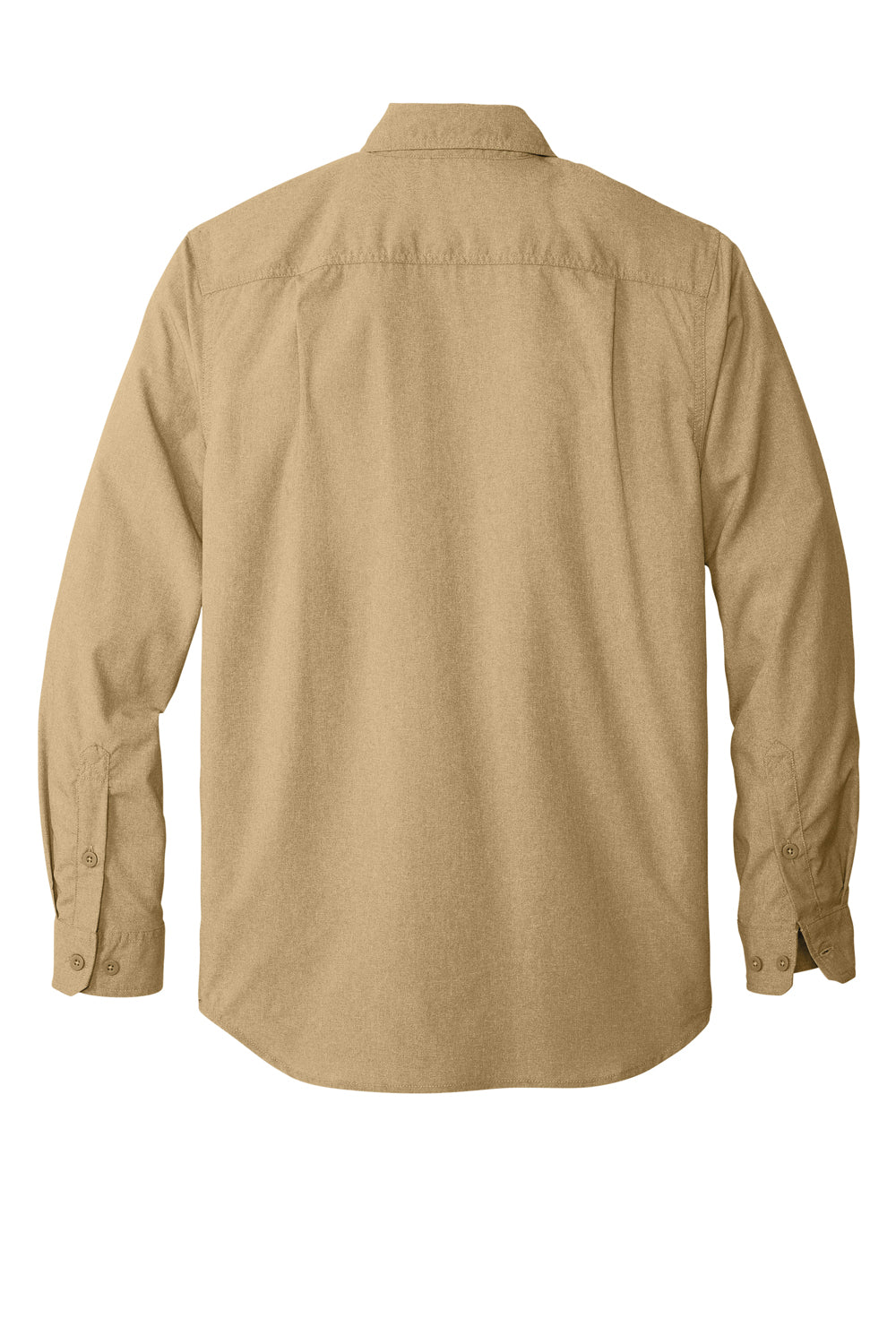 Carhartt CT105291 Mens Force Moisture Wicking Long Sleeve Button Down Shirt w/ Double Pockets Dark Khaki Brown Flat Back