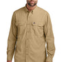 Carhartt Mens Force Moisture Wicking Long Sleeve Button Down Shirt w/ Double Pockets - Dark Khaki Brown