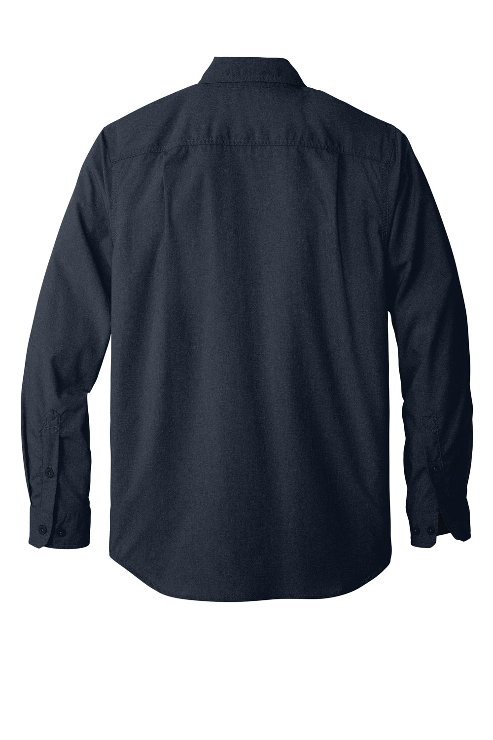 Carhartt CT105291 Mens Force Moisture Wicking Long Sleeve Button Down Shirt w/ Double Pockets Navy Blue Flat Back