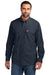 Carhartt CT105291 Mens Force Moisture Wicking Long Sleeve Button Down Shirt w/ Double Pockets Navy Blue Model Front