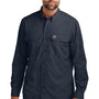 Carhartt Mens Force Moisture Wicking Long Sleeve Button Down Shirt w/ Double Pockets - Navy Blue