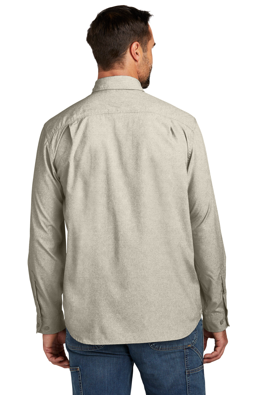 Carhartt CT105291 Mens Force Moisture Wicking Long Sleeve Button Down Shirt w/ Double Pockets Steel Grey Model Back