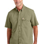 Carhartt Mens Force Moisture Wicking Short Sleeve Button Down Shirt w/ Double Pockets - Burnt Olive Green