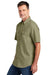 Carhartt CT105292 Mens Force Moisture Wicking Short Sleeve Button Down Shirt w/ Double Pockets Burnt Olive Green Model Side