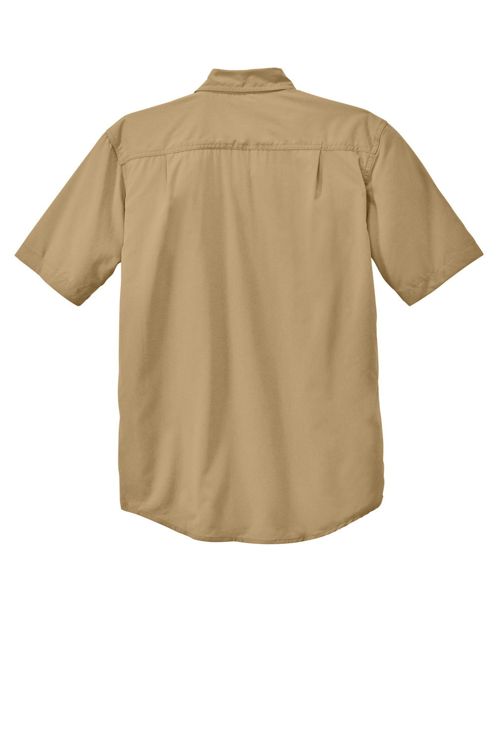 Carhartt CT105292 Mens Force Moisture Wicking Short Sleeve Button Down Shirt w/ Double Pockets Dark Khaki Brown Flat Back