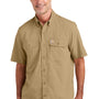 Carhartt Mens Force Moisture Wicking Short Sleeve Button Down Shirt w/ Double Pockets - Dark Khaki Brown