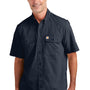 Carhartt Mens Force Moisture Wicking Short Sleeve Button Down Shirt w/ Double Pockets - Navy Blue