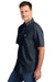 Carhartt CT105292 Mens Force Moisture Wicking Short Sleeve Button Down Shirt w/ Double Pockets Navy Blue Model Side