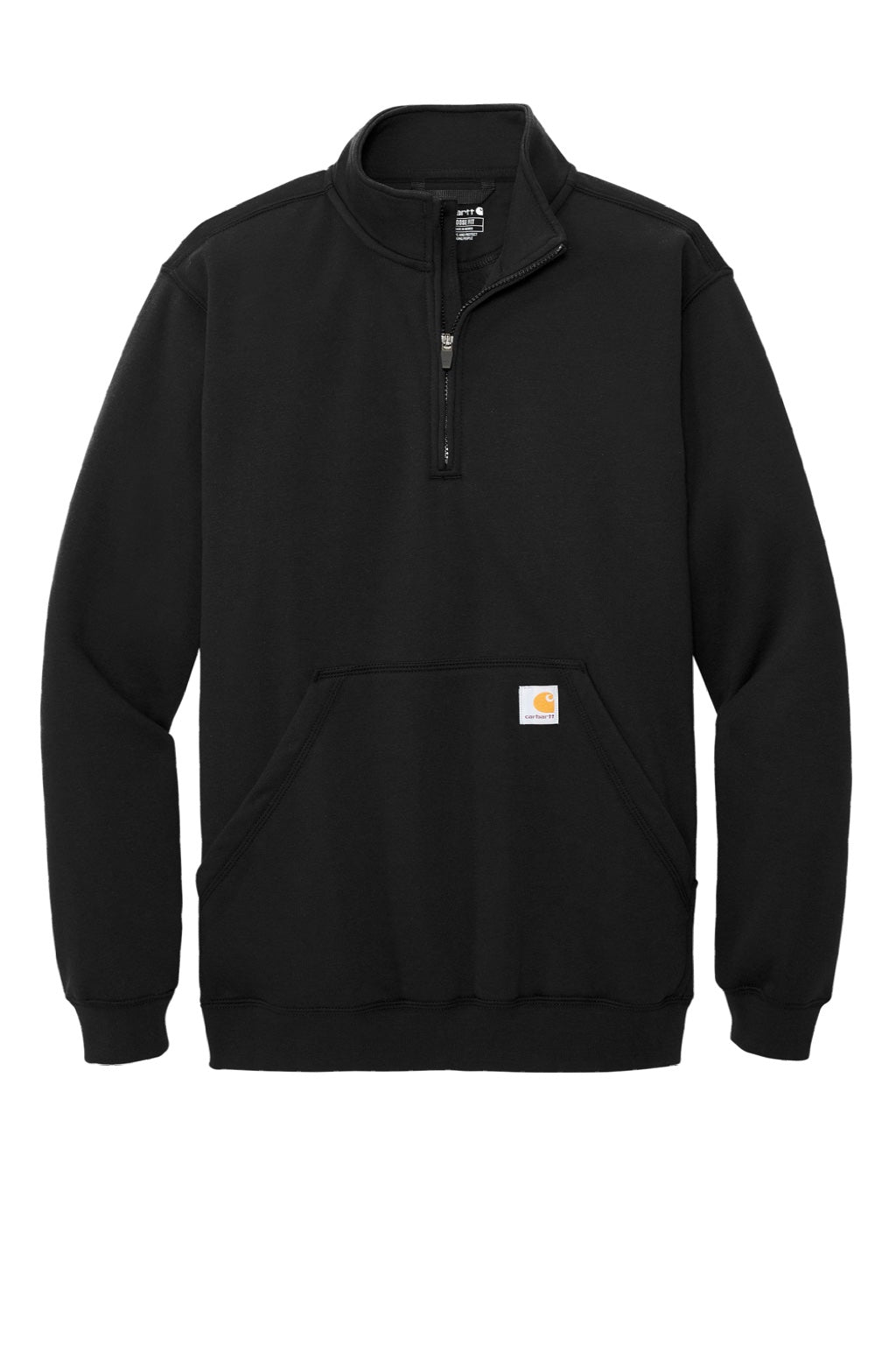 Carhartt CT105294 Mens 1/4 Zip Sweatshirt w/ Pouch Pocket Black Flat Front