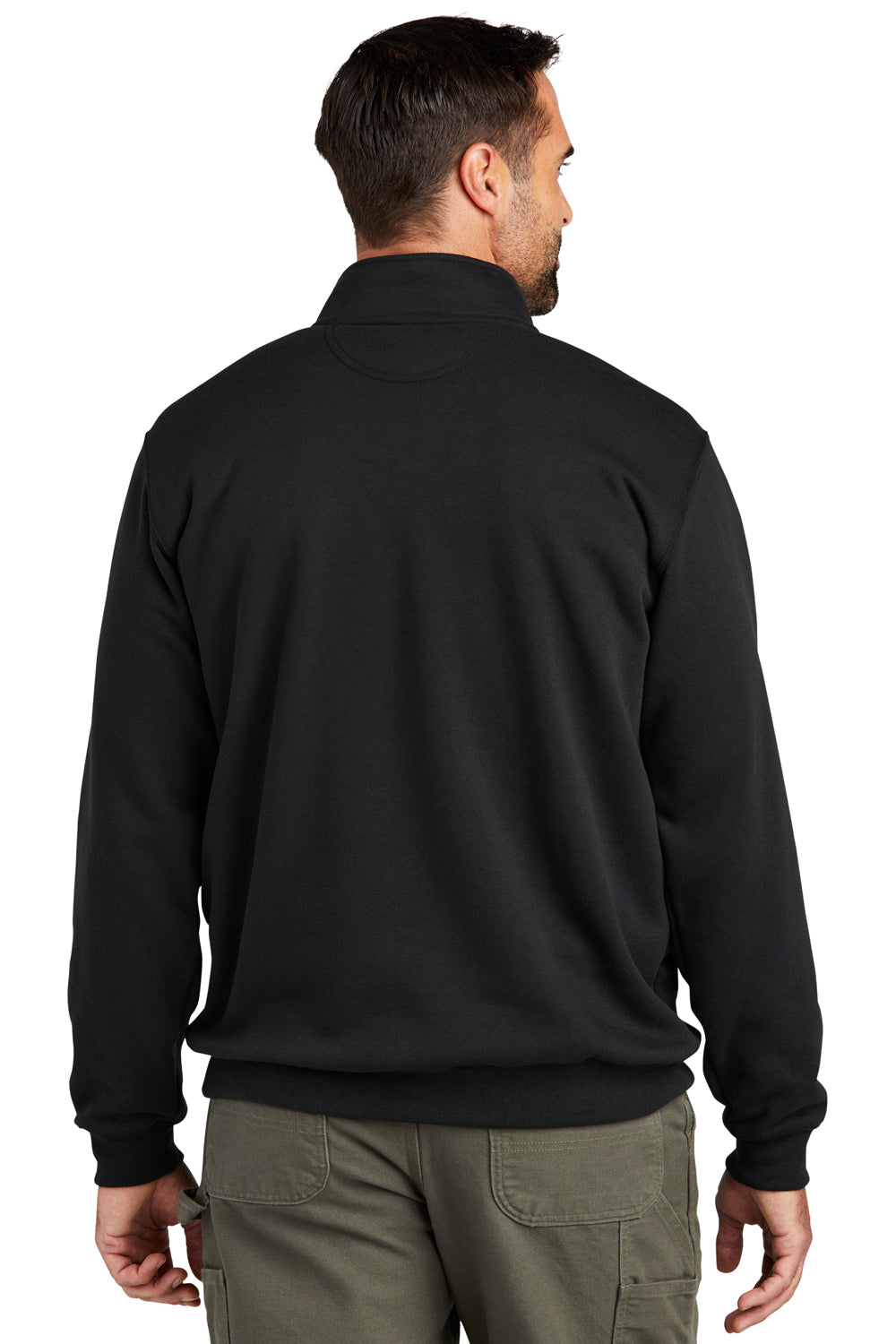 Carhartt CT105294 Mens 1/4 Zip Sweatshirt Black Model Back