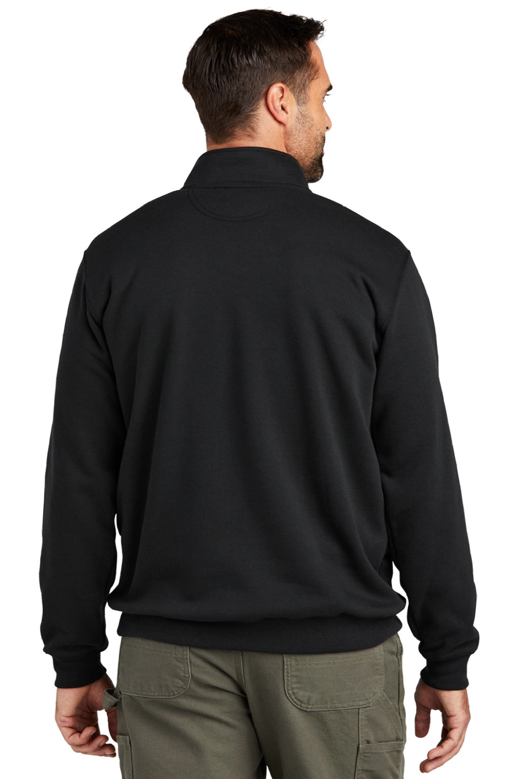 Carhartt CT105294 Mens 1/4 Zip Sweatshirt w/ Pouch Pocket Black Model Back