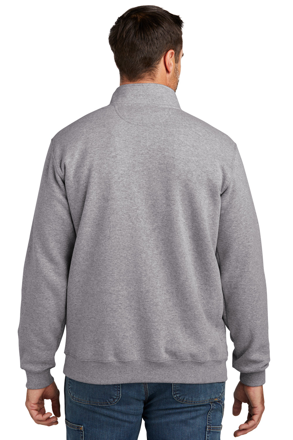 Carhartt CT105294 Mens 1/4 Zip Sweatshirt Heather Grey Model Back