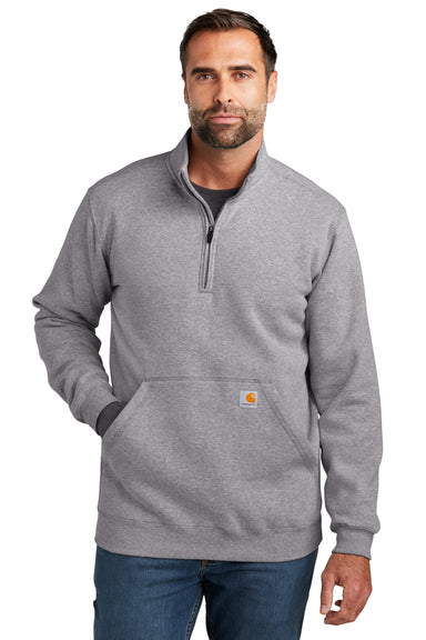 Carhartt CT105294 Mens 1/4 Zip Sweatshirt Heather Grey Model Front