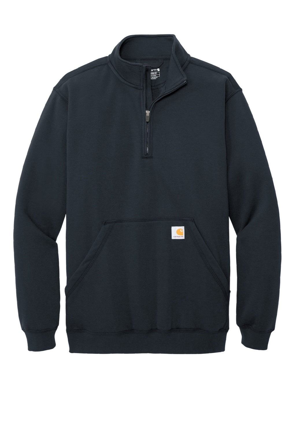 Carhartt CT105294 Mens 1/4 Zip Sweatshirt w/ Pouch Pocket New Navy Blue Flat Front