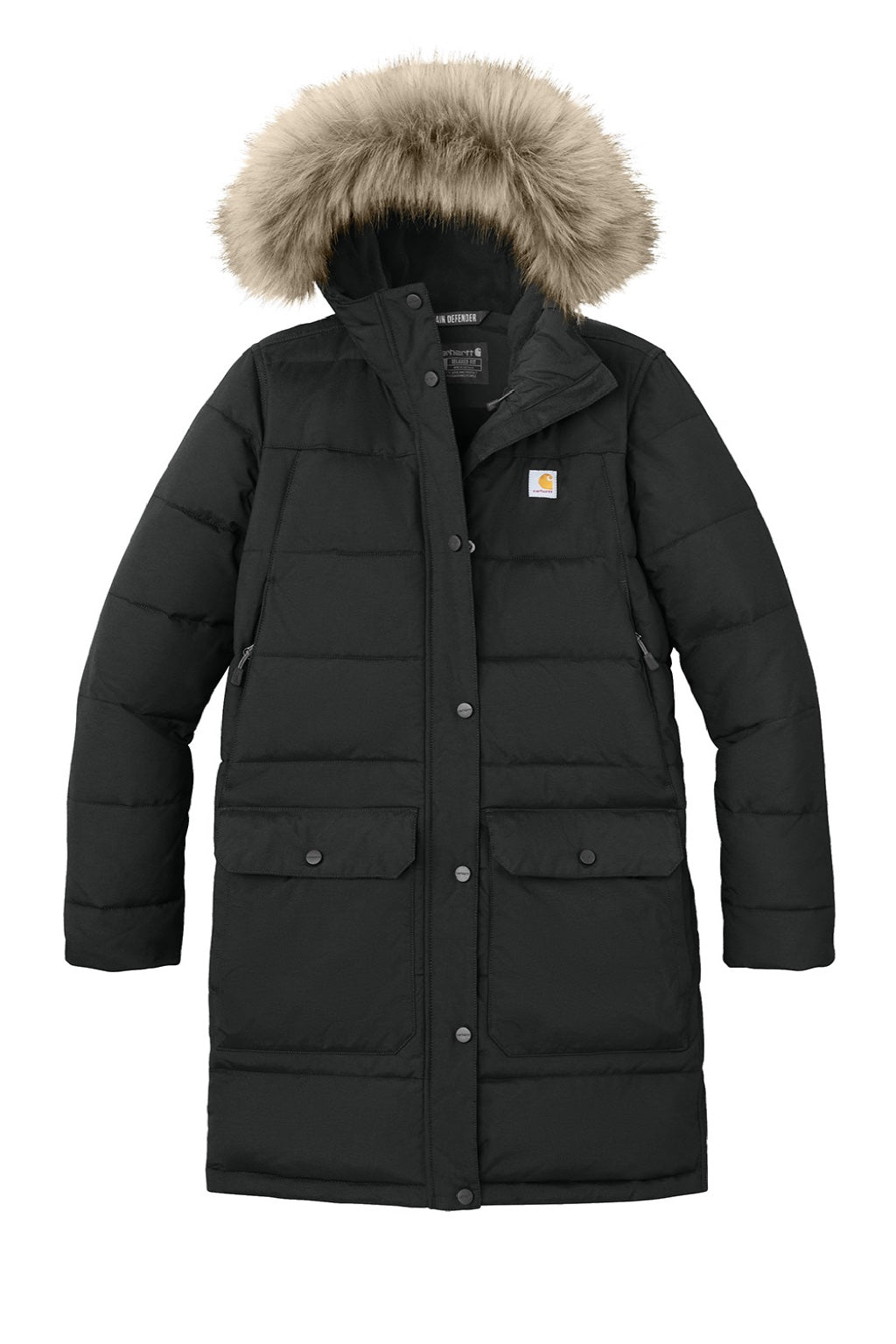 Carhartt CT105456 Womens Montana Insulated Full Zip Hooded Coat Black Flat Front