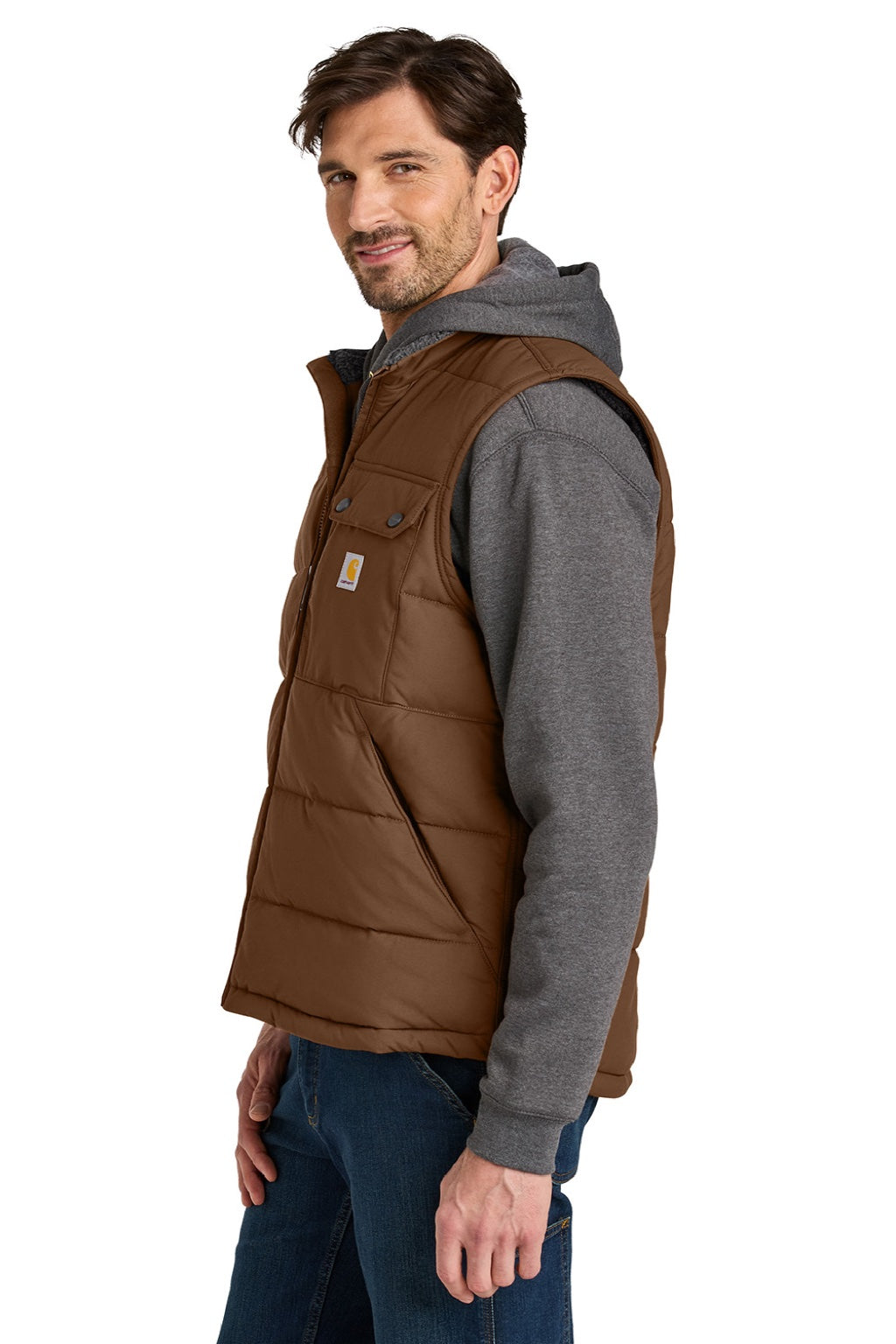 Carhartt CT105475 Mens Montana Insulated Full Zip Vest Red Duck Brown Model Side