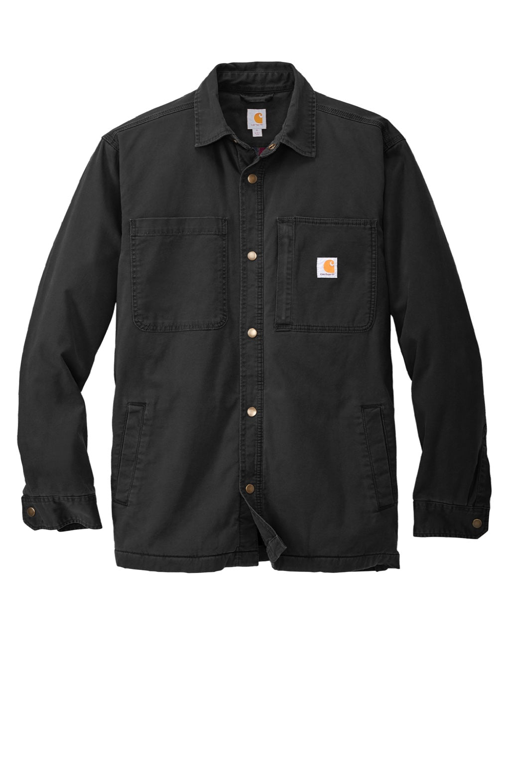 Carhartt CT105532 Mens Rugged Flex Fleece Lined Button Down Shirt Jacket Black Flat Front