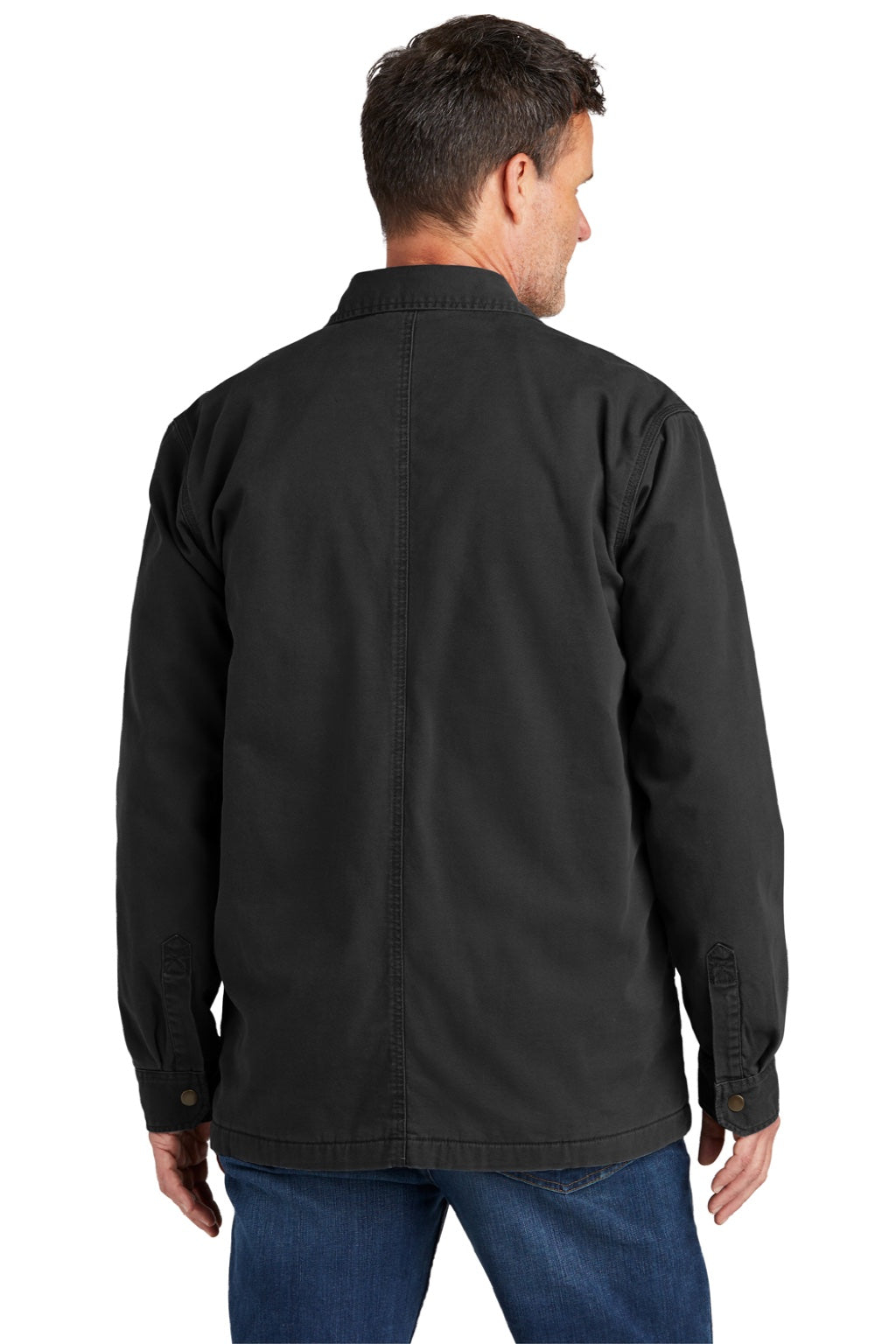 Carhartt CT105532 Mens Rugged Flex Fleece Lined Button Down Shirt Jacket Black Model Back