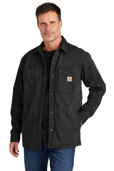 Carhartt CT105532 Mens Rugged Flex Button Down Shirt Jacket Black Model Front